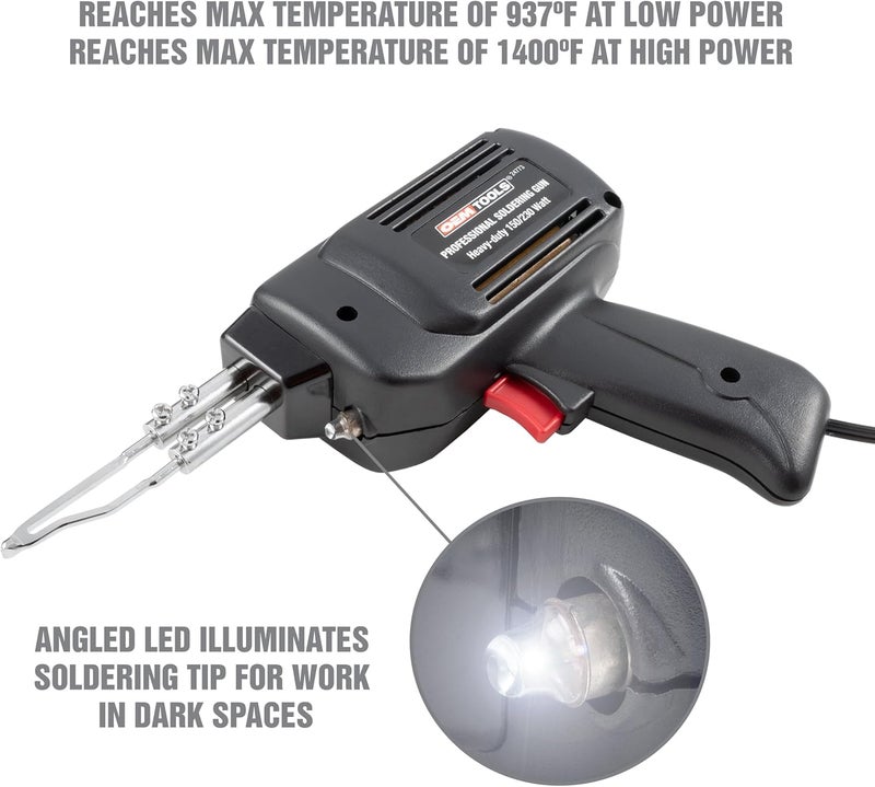 OEMTOOLS 24773 Professional Soldering Gun Kit with Case, Includes 2 Soldering Gun Tips and Rosin Core Solder, Automotive and Electronic Soldering Kit - Image 5